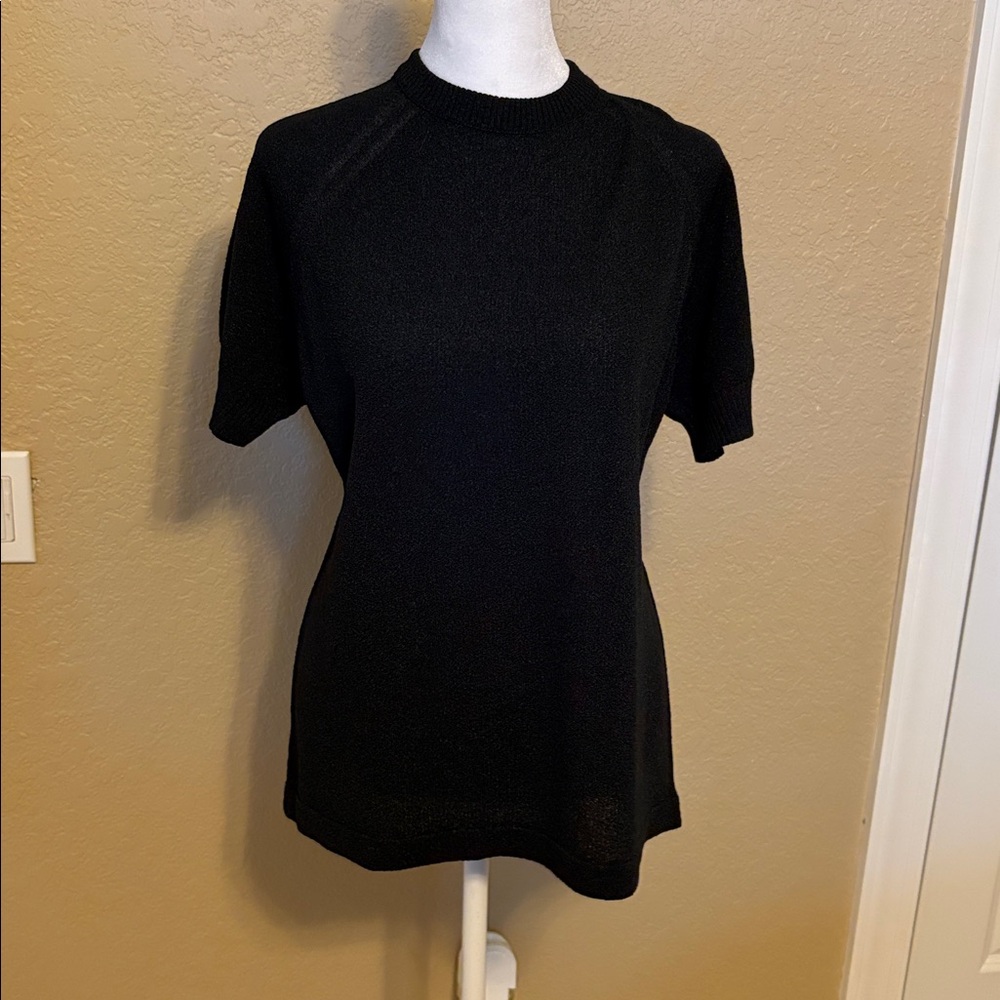 Vintage Talbott Traveler Classic Black Short Sleeve Sweater Tee, 38, M-L